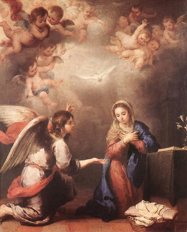 Bartolomé Esteban Murillo of Seville, Spain - The Annunciation to Mary, Museo del Prado, Madrid, 1660.