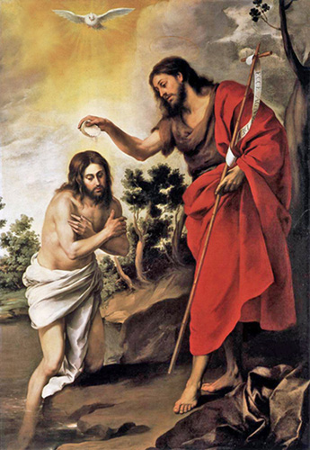 Bartolomé Murillo - The Baptism of Christ in the River Jordan by John the Baptist,  Gemaldegalerie, Berlin, Germany, 1655.