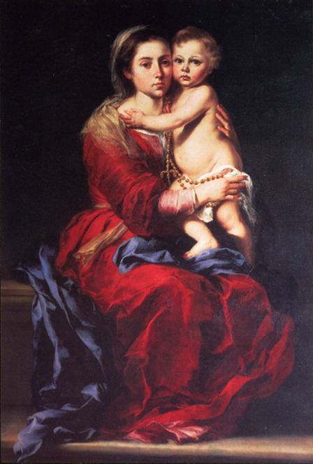 Bartolomé Esteban Murillo of Seville, Spain - Virgin Mary and Christ Child with the Rosary, Prado, Madrid, 1652.